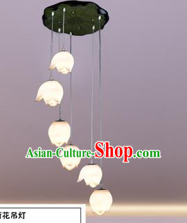 Top Grade Handmade Six-Lights Lotus Hanging Lanterns Traditional Chinese Ceiling Palace Lantern Ancient Lanterns