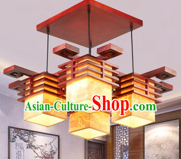 Top Grade Handmade Four-Lights Palace Lanterns Traditional Chinese Lantern Ancient Ceiling Lanterns