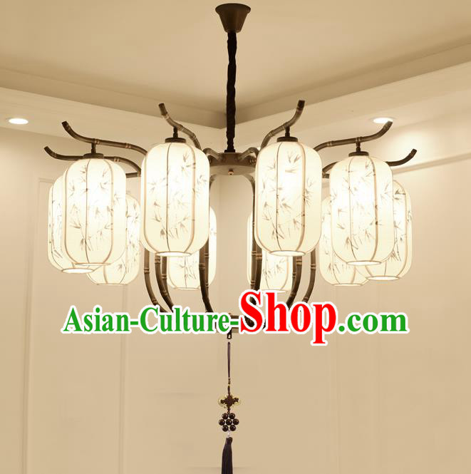 China Handmade Ten-Lights Ceiling Lanterns Traditional Chinese Painted Bamboo Palace Lantern Ancient Lanterns