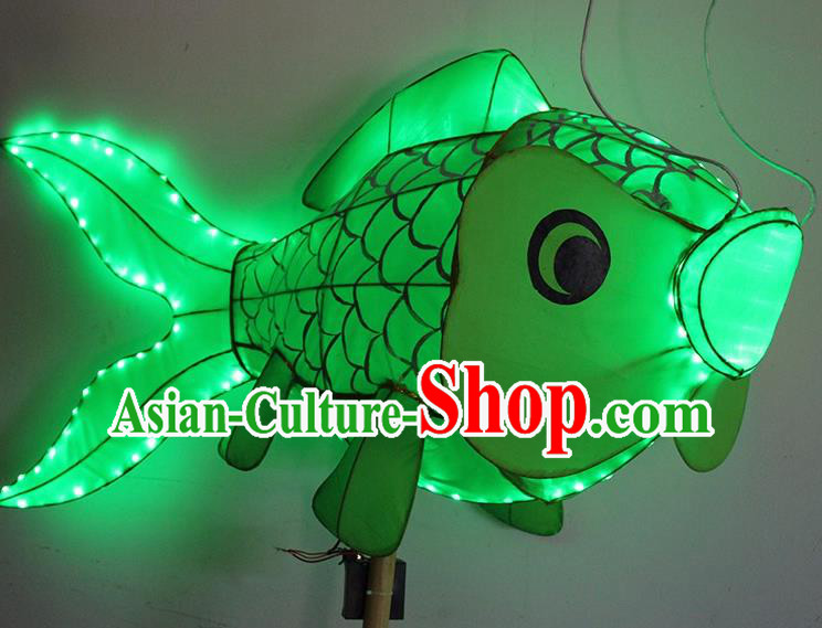 China Handmade Green Fish Lanterns Traditional Chinese New Year Palace Lantern Ancient Lanterns