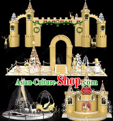 Traditional Christmas Castle Light Show Decorations Lamps Stage Display Lamplight LED Lanterns