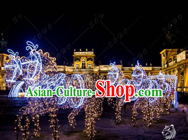 Traditional Christmas Horses Light Show Decorations Lamps Stage Display Lamplight LED Lanterns