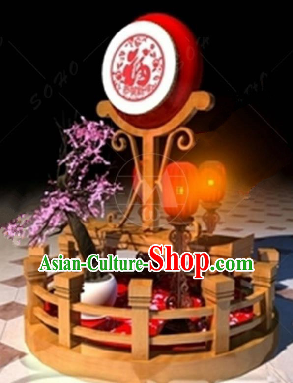 Handmade China Spring Festival Lamp Drum Lamplight Decorations Stage Display Lanterns