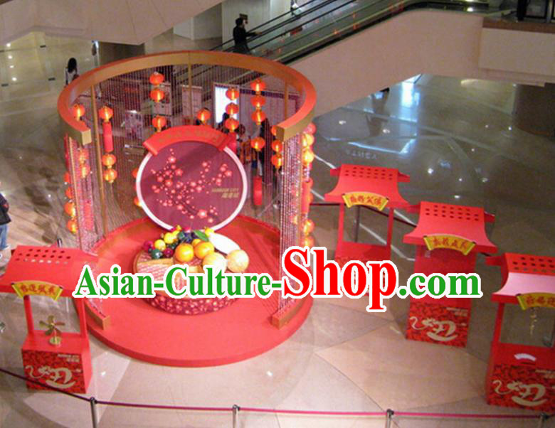 Handmade China Traditional Spring Festival Decorations Lanterns Arrangement Display Cabinets Lamp