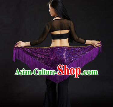 Indian Belly Dance Purple Tassel Waist Scarf Belts India Raks Sharki Waistband for Women