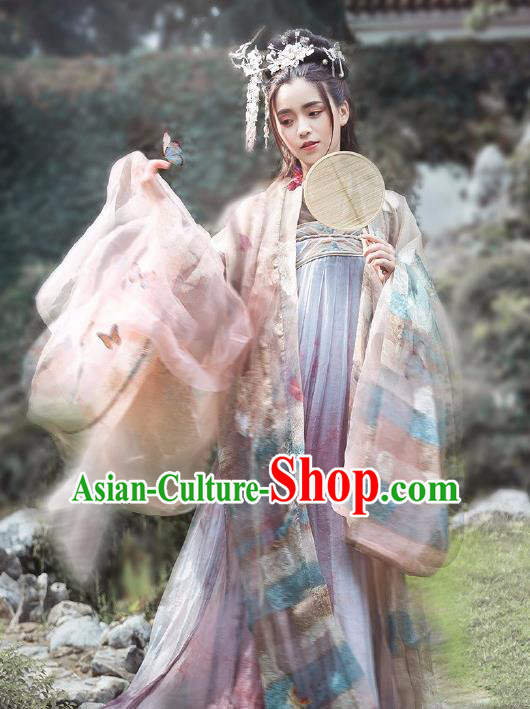 Chinese Ancient Tang Dynasty Princess Hanfu Dress Palace Lady Embroidered Costume Complete Set