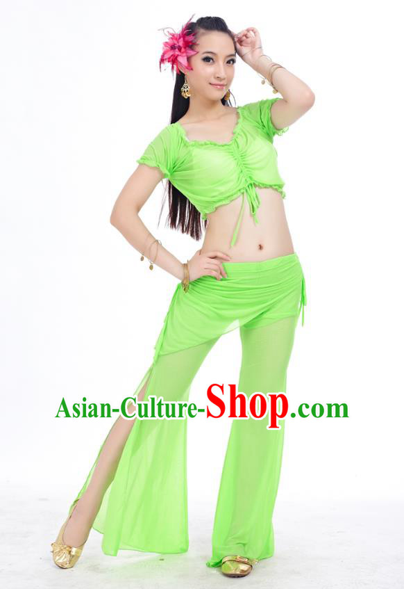Indian Traditional Belly Dance Light Green Costume India Oriental Dance Clothing for Women