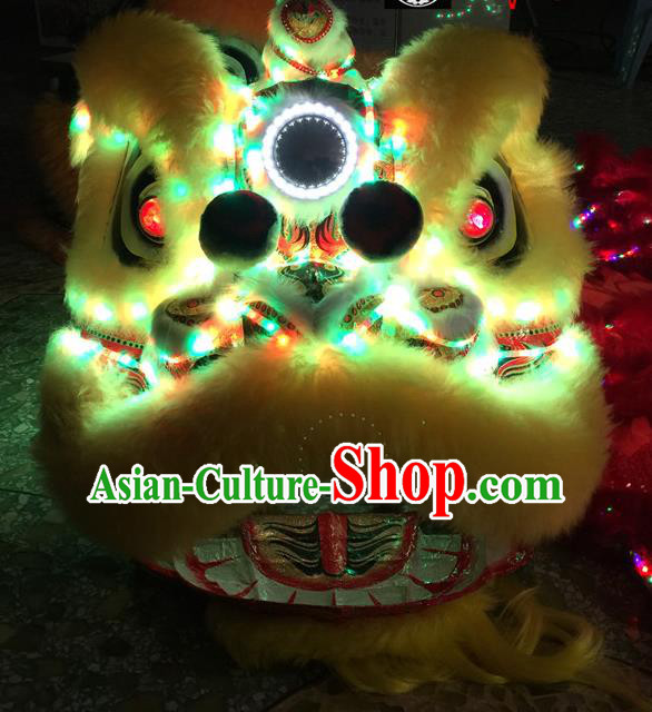 Top Grade Chinese Traditional LED Light Green Lion Head Professional Lion Dance Costumes Complete Set