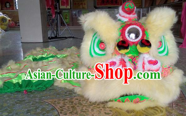 Top Grade Chinese Traditional Green Wool Lion Head Professional Lion Dance Costumes Complete Set