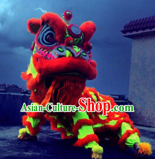 Top Grade Chinese Traditional Fluorescence Lion Head Professional Lion Dance Costumes Complete Set