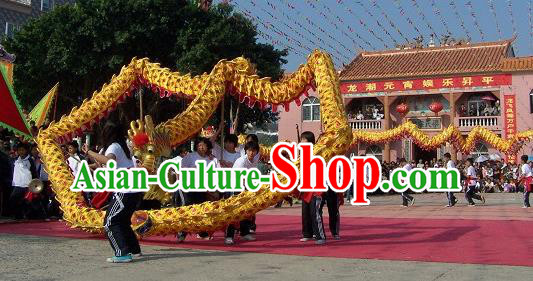 Chinese Professional Parade LED Lights Golden Dragon Dance Costumes Celebration Dragon Props Complete Set
