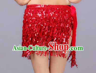 Indian Traditional Belly Dance Red Sequin Waist Scarf Waistband India Raks Sharki Belts for Women