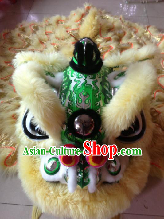 Chinese Professional Lion Dance Celebration and Parade Green Lion Head Costumes Complete Set