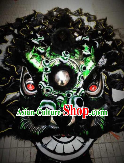 Chinese Professional Lion Dance Black Costumes Celebration and Parade Wool Lion Head Complete Set