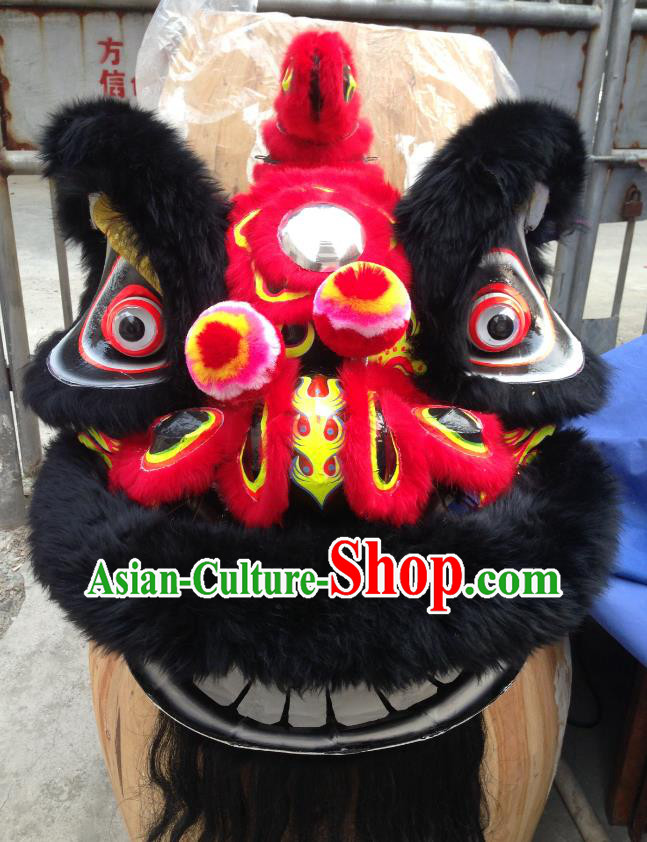 Chinese Traditional Professional Lion Dance Costumes Celebration and Parade Wool Red Lion Head Complete Set