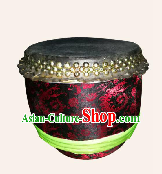 China Traditional Lion Dance Instruments Cowhide Drum Lion Black Leather Drums
