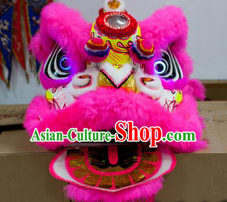 Chinese Traditional Parade Pink Wool Lion Head Professional Celebration Lion Dance Costumes Complete Set