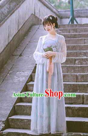 Traditional Chinese Ancient Embroidered Costume Song Dynasty Young Lady Hanfu Dress for Women