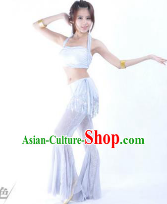 Traditional Indian Belly Dance Training Clothing India Oriental Dance White Outfits for Women