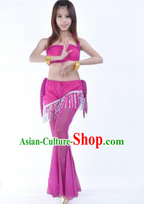 Traditional Indian Belly Dance Training Clothing India Oriental Dance Rosy Outfits for Women