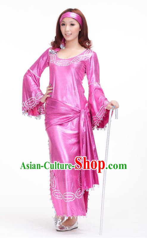 Traditional Romany Performance Pink Dress Oriental Dance Belly Dance Costume for Women
