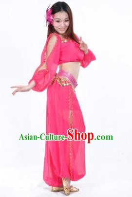 Traditional Oriental Yoga Dance Rosy Costume Indian Belly Dance Clothing  for Women