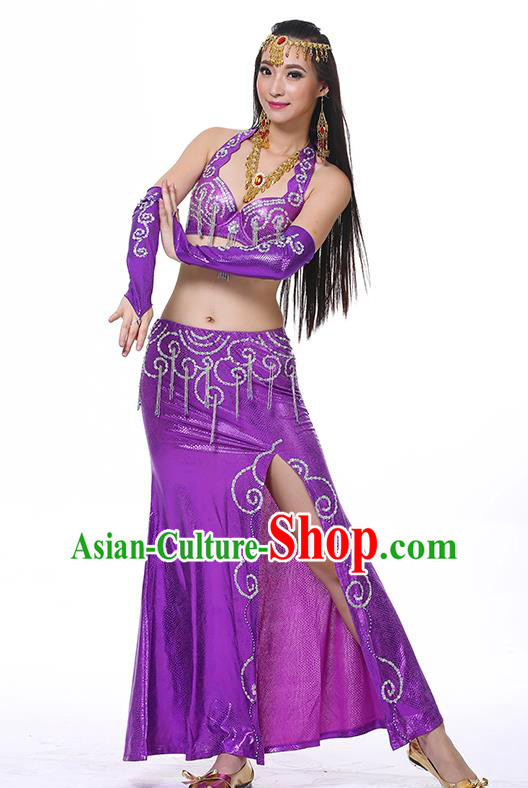 Traditional Oriental Dance Performance Purple Dress Indian Belly Dance Costume for Women