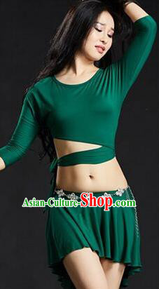 Traditional Indian Yoga Performance Green Uniforms Oriental Dance Belly Dance Costume for Women