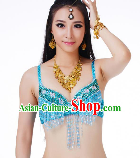 Indian Traditional Yoga Costume Blue Uniform Oriental Dance Belly