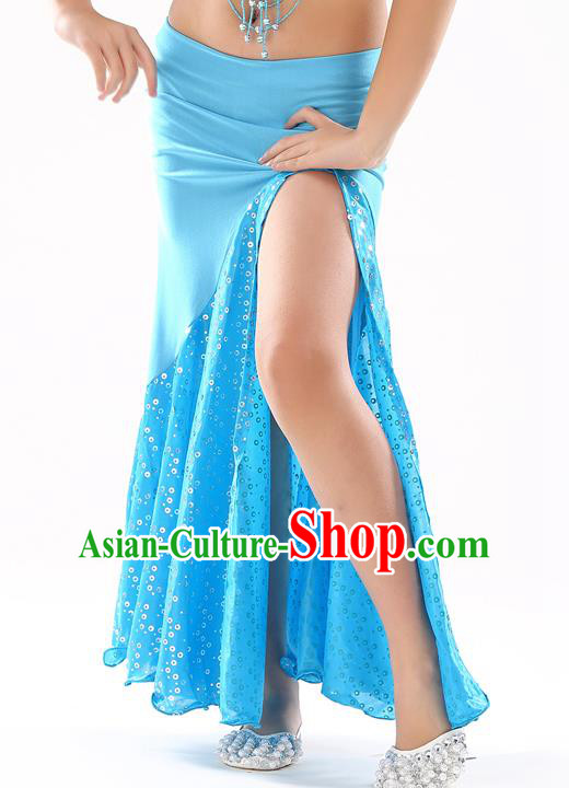 Traditional India Oriental Bollywood Dance Blue Skirt Indian Belly Dance Costume for Kids