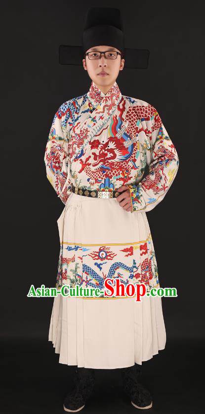 Chinese Ancient Ming Dynasty Imperial Guards Costumes Swordsman Embroidered Robe for Men