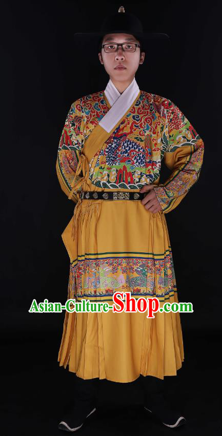 Chinese Ancient Swordsman Embroidered Kylin Robe Ming Dynasty Imperial Guards Costumes for Men