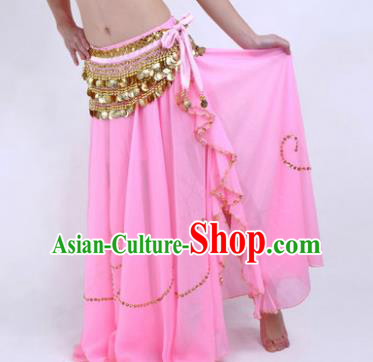 Indian Belly Dance Stage Performance Costume, India Oriental Dance Pink Skirt for Women