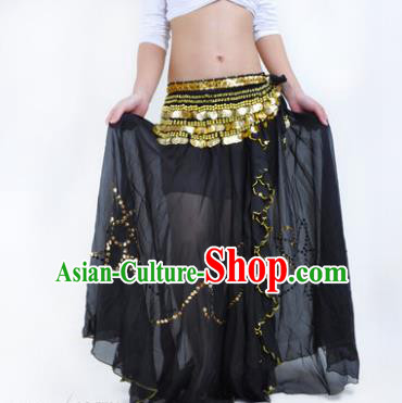 Indian Belly Dance Stage Performance Costume, India Oriental Dance Black Skirt for Women