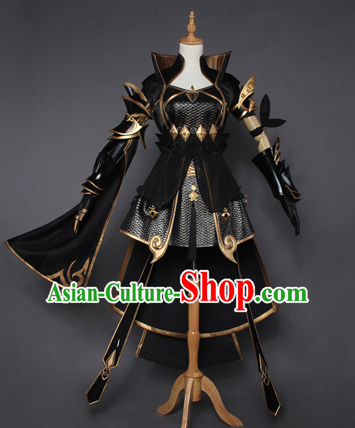 Asian Sexy Chinese Style Future Warrior Anime Costumes and Hair Accessories Complete Set