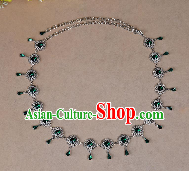 Indian Belly Dance Green Crystal Waist Accessories Stage Performance Oriental Dance Belts Waist Chain for Women