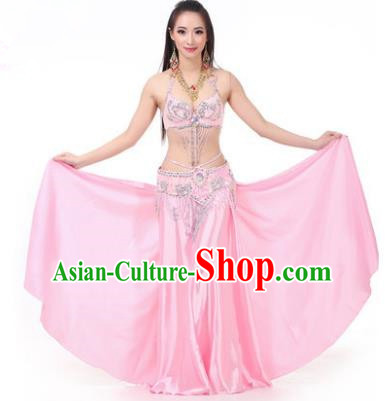 Asian Indian Traditional Costume Oriental Dance Pink Dress Belly Dance Stage Performance Clothing for Women