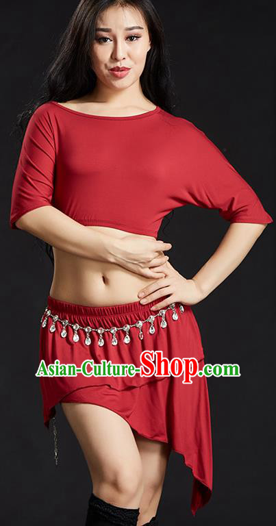 Indian Traditional Yoga Costume Red Uniform Oriental Dance Belly Dance Stage Performance Clothing for Women