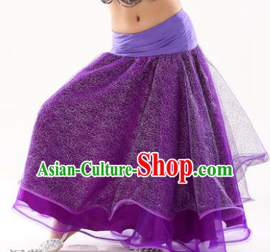 Indian Traditional Belly Dance Performance Costume Purple Skirt Classical Oriental Dance Clothing for Kids