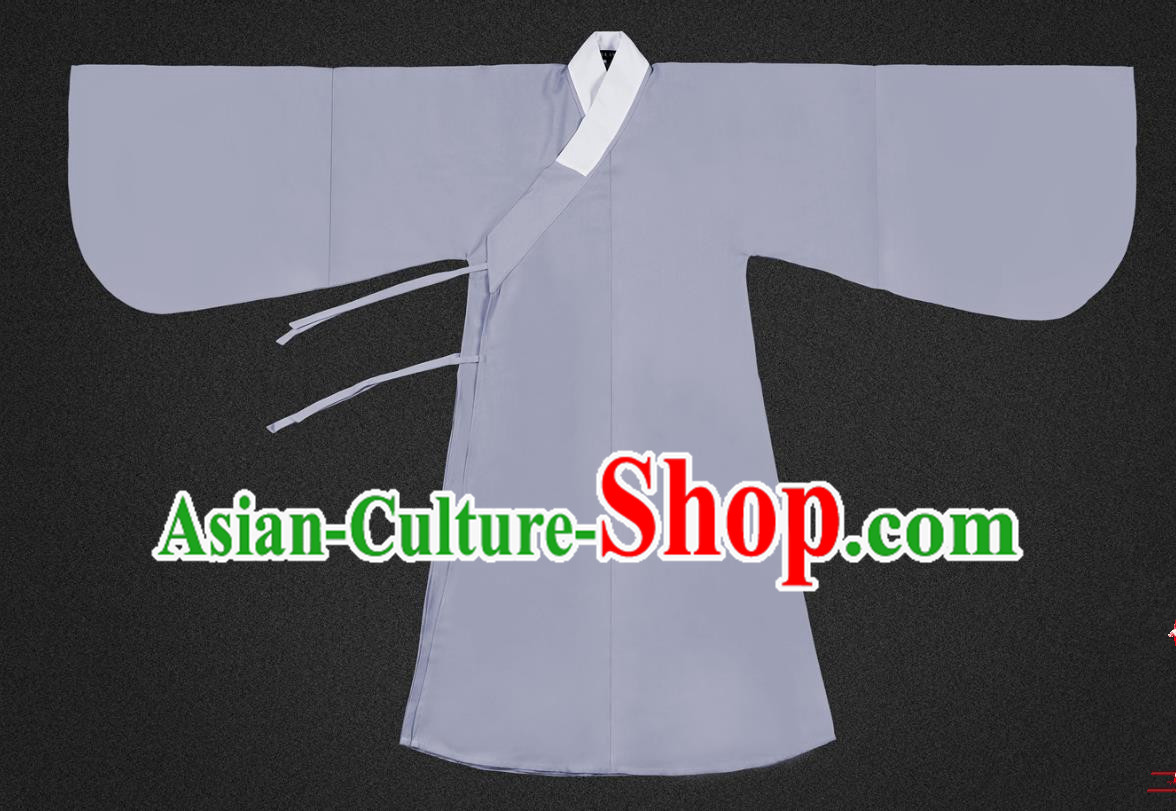 Chinese Ancient Scholar Grey Robe Ming Dynasty Swordsman Costumes for Men