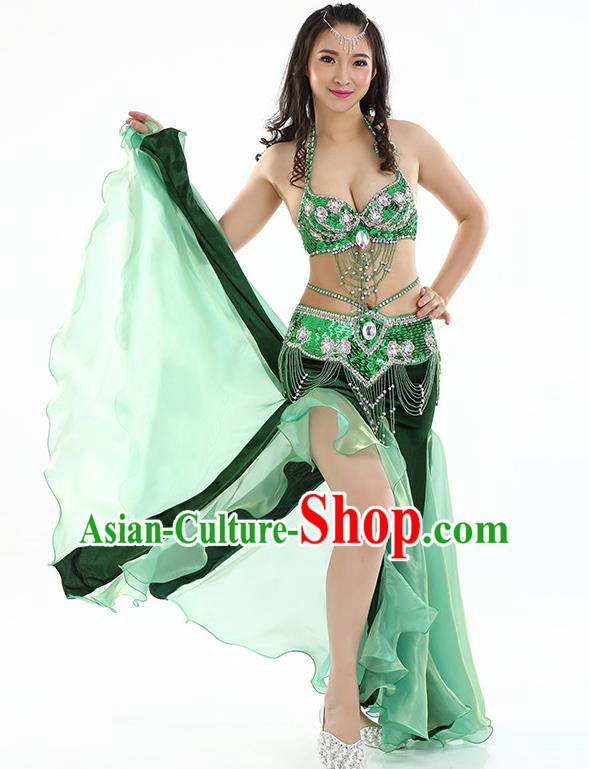 Top Indian Belly Dance India Traditional Raks Sharki Green Dress Oriental Dance Costume for Women