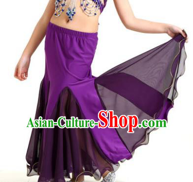 Asian Indian Belly Dance Purple Fishtail Skirt Stage Performance Oriental Dance Clothing for Kids