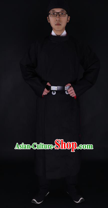 Chinese Ancient Tang Dynasty Imperialbodyguard Costume Black Robe Swordsman Hanfu Clothing for Men