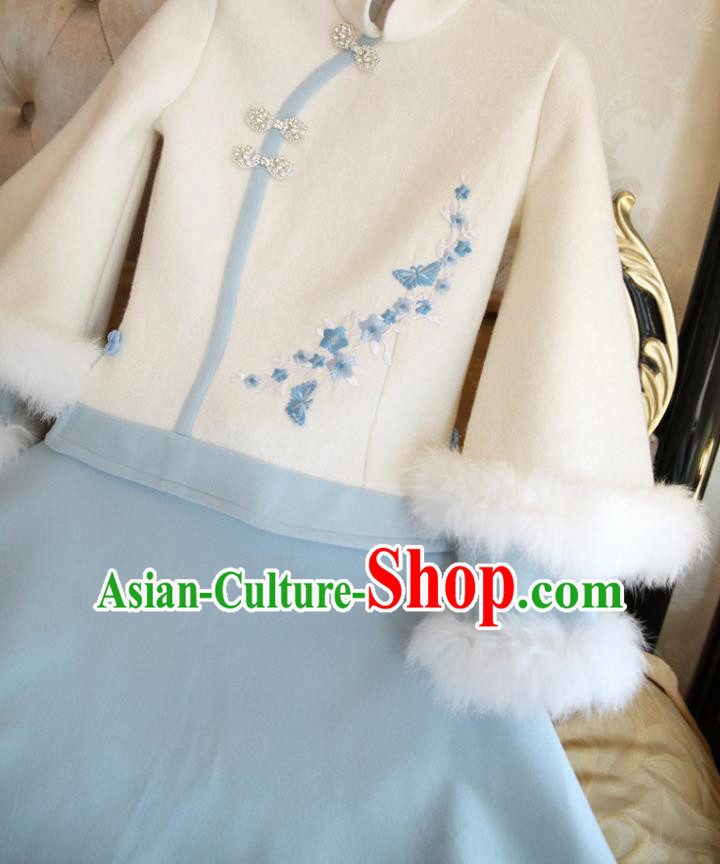 Traditional Ancient Chinese Young Women Cheongsam Dress Republic of China Tangsuit Stand Collar Blouse Dress Tang Suit Clothing