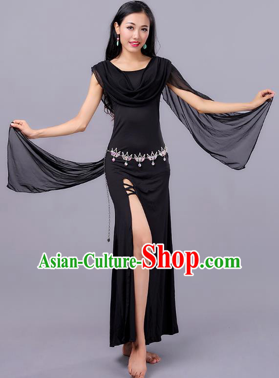 Asian Indian Belly Dance Black Dress Stage Performance Oriental Dance Clothing for Women