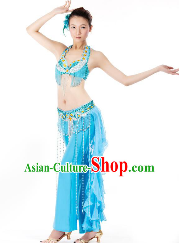 Top Grade Belly Dance Blue Uniform Indian Raks Sharki Oriental Dance Clothing for Women