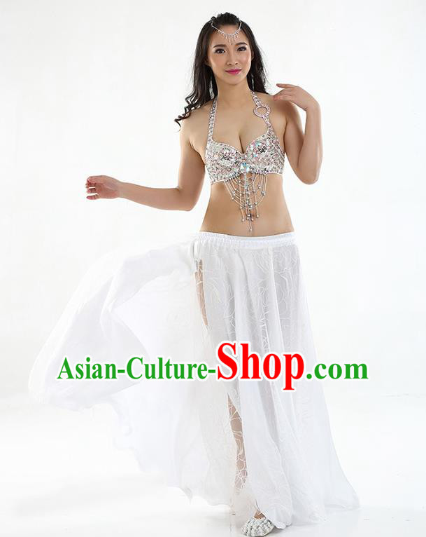 Top Grade Bollywood Belly Dance White Dress Indian Raks Sharki Oriental Dance Clothing for Women