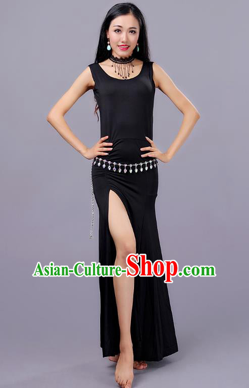 Traditional Belly Dance Training Black Dress Indian Oriental Dance Costume for Women