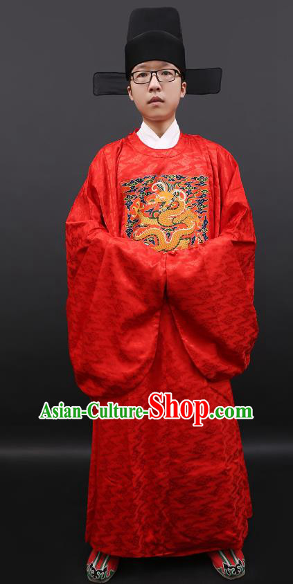 Asian Chinese Ancient Costume Ming Dynasty Prime Minister Clothing for Men