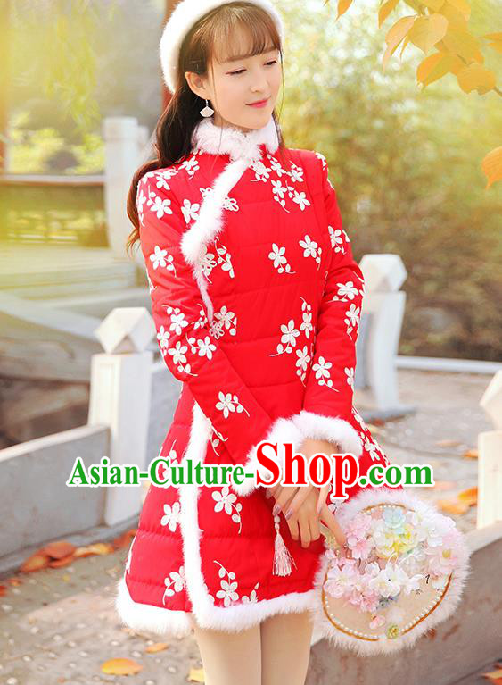 Traditional Ancient Chinese Young Women Cheongsam Dress Republic of China Tangsuit Stand Collar Blouse Dress Tang Suit Clothing